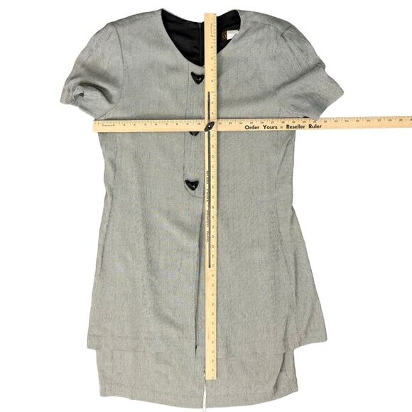 Vintage 80s Gray Black Houndstooth Boomerang Button Blouson Dress size 12 - Picture 4 of 12